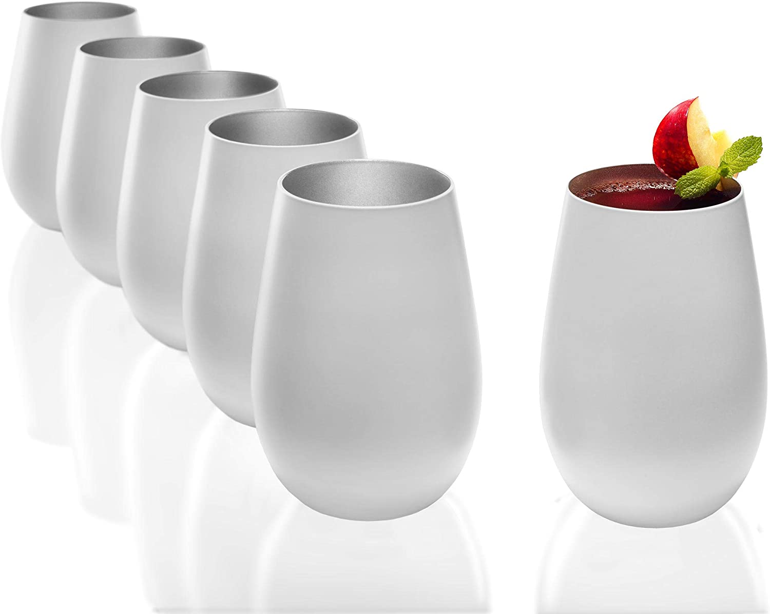 Stölzle Lausitz Olympic Mugs, 465 ml, Set of 6 Water Glasses (Matte), Dishwasher Safe, Lead-Free Crystal Glass, High Quality