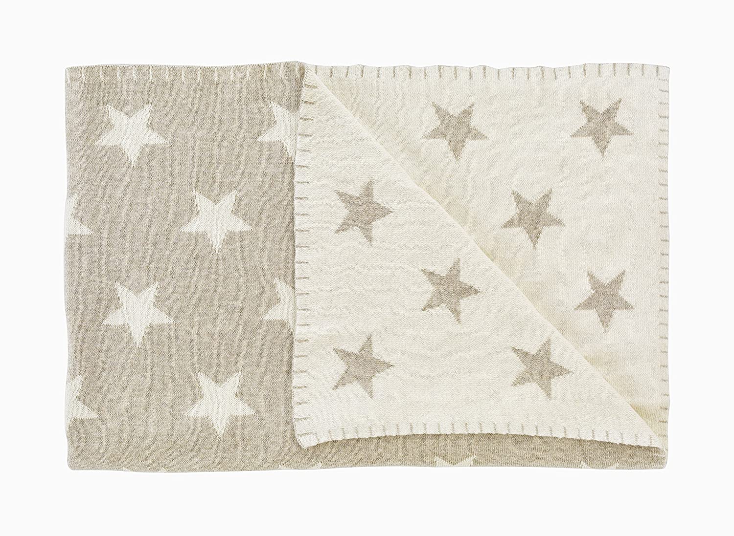 Schardt 15 001 216 Strick- Kuscheldecke Big Star, Beige