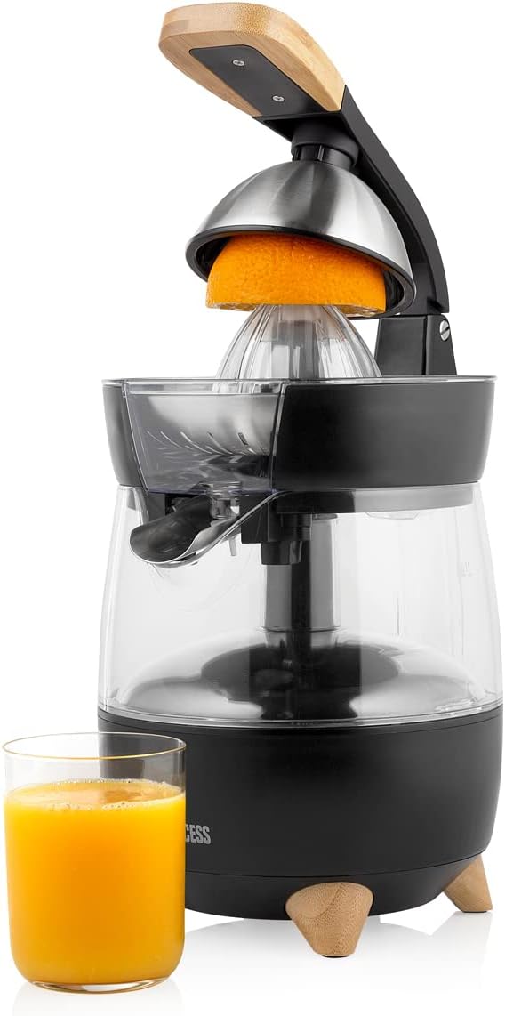 Princess Pure Citrus Juicer - Press Cone for All Citrus Fruits - With Jug - Anit Drip System - Press Lever - With Baby Feet - 201862 - Black