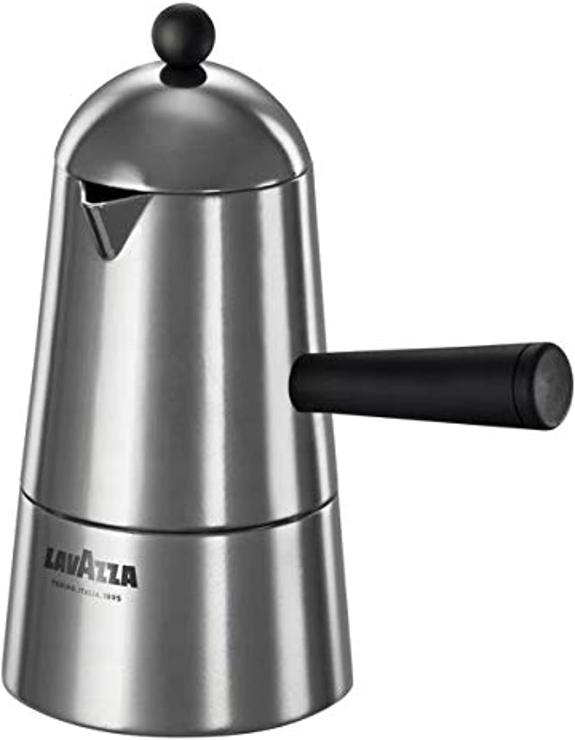 Lavazza ILSA Carmencita Classic Espresso Maker, Aluminum, Black Handle and Knob, 2 Cups