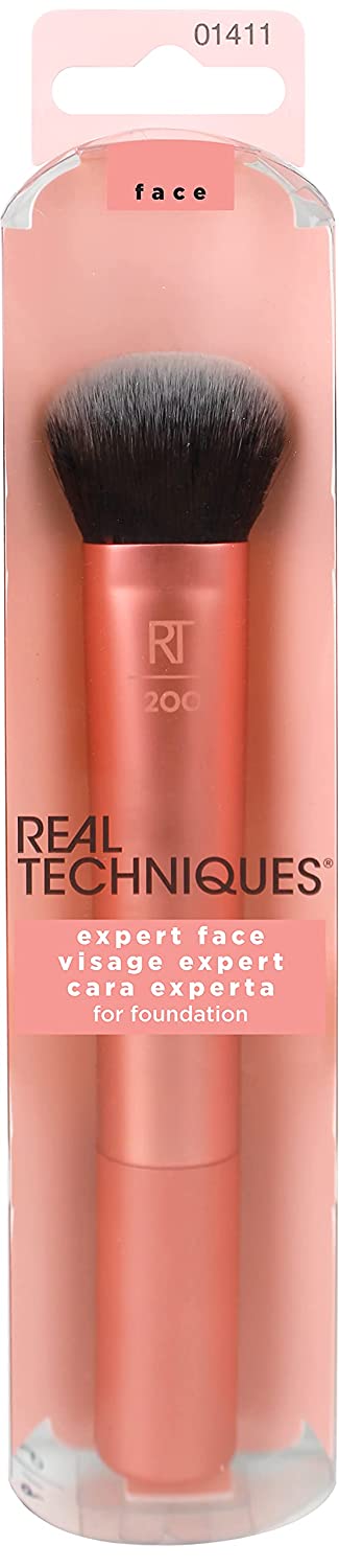 Real Techniques 1411M Expert Face Brush face brush (packaging and handle color may vary), 1-pack (1 x 1 piece), ‎schwarz, rosa-goldfarben