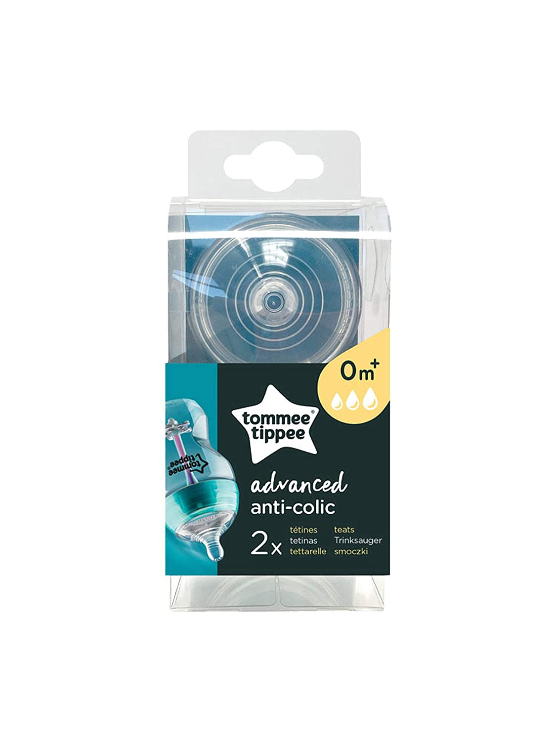 Tommee Tippee Advanced Anti-Colic Variable Flow Teat 0+ Months - Set of 2 - BPA Free