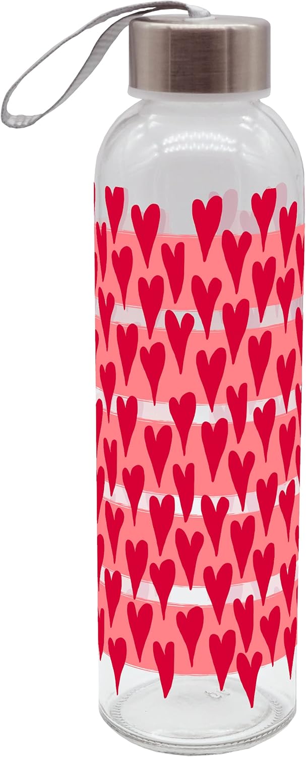infinite by GEDA LABELS (INFKH) Unisex Youth Drinking Bottle Hearts 500 ml Glass, Colorful