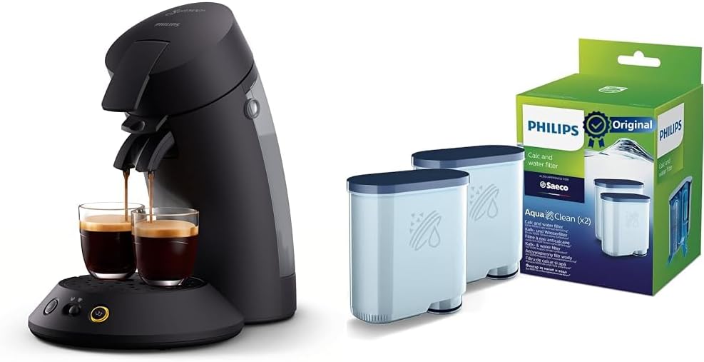 Philips Domestic Appliances Philips Senseo Original Plus Coffee Pod Machine & Water Filter for Espresso Machines - For High -Quality Coffee and Intense Taste, Extends the Life of the Machine, Double Pack (Ca6903/22)