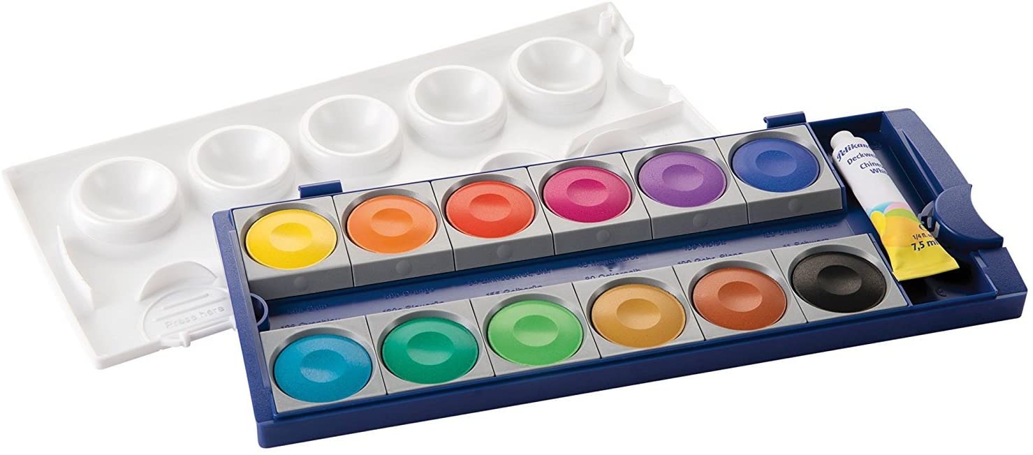 Pelikan Din 5023 Opaque Paint Box Set K12, 12 Colours And 1 Tube Opaque Whi
