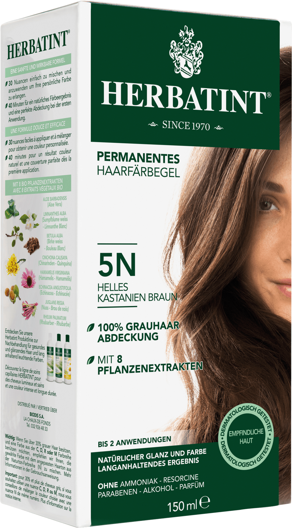 Herbatint Hair Color Gel Light Maroon 5N, 1 Pcs