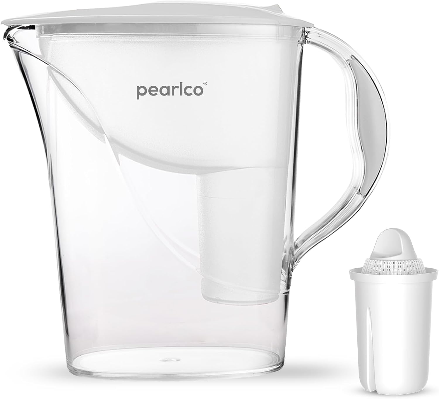 Standard PearlCo Water Filter (White) with 1 Classic Filter Cartridges - Reduction of Limescale, Chlorine, Lead & Copper - Compatible with Brita Classic - Made in EU