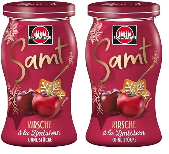 Schwartau Velvet Winter Edition Cherry à la Cinnamon Star, Fruit Spread without Pieces, 270 g (Pack of 2)