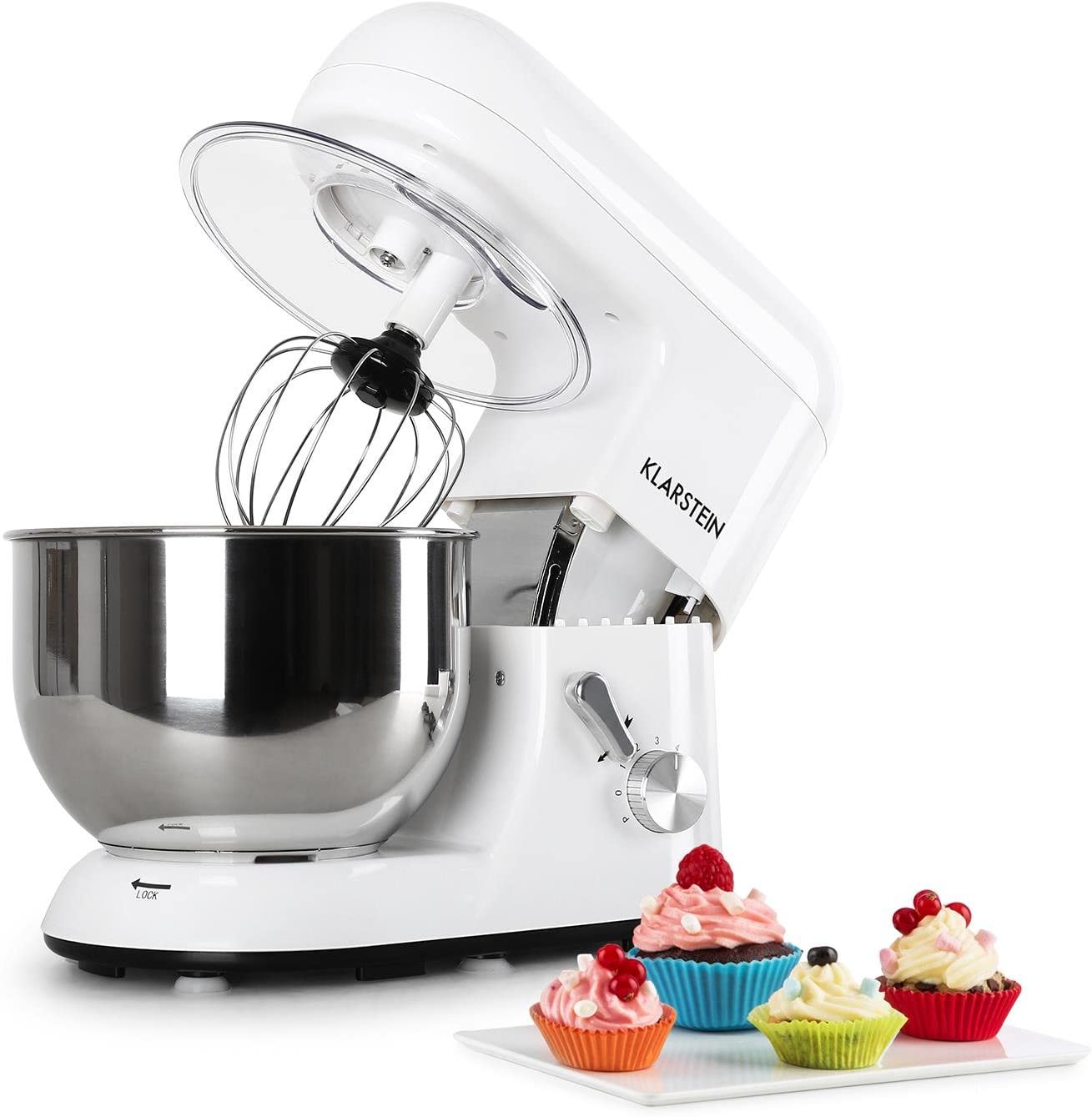 Klarstein Bella Elegance Food Processor Mixer, 1300 W / 1.7 HP in 6 Power Levels with Pulse Function, Planetary Mixing System, 5 L Stainless Steel Bowl