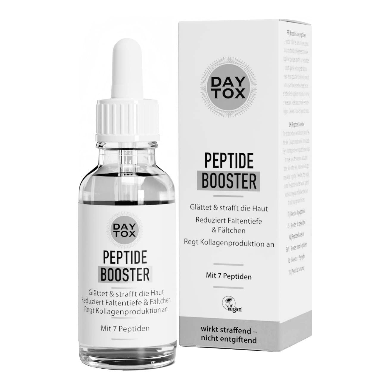 Peptide Booster - High Dose Peptide Booster with 7 Peptides - Anti-Ageing Face Serum Against Wrinkles, for Smoother & Firmer Skin, Stimulates Collagen Production - All Skin Types - DAYTOX - 20 ml