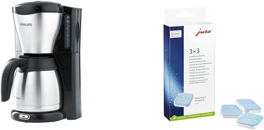 Philips Domestic Appliances Philips Filter coffee machine - 1.2 -liter thermoste & Jura Original - Descaling tablets for 3 descaling processes - TÜV -certified hygiene - 3 -pack - 61848