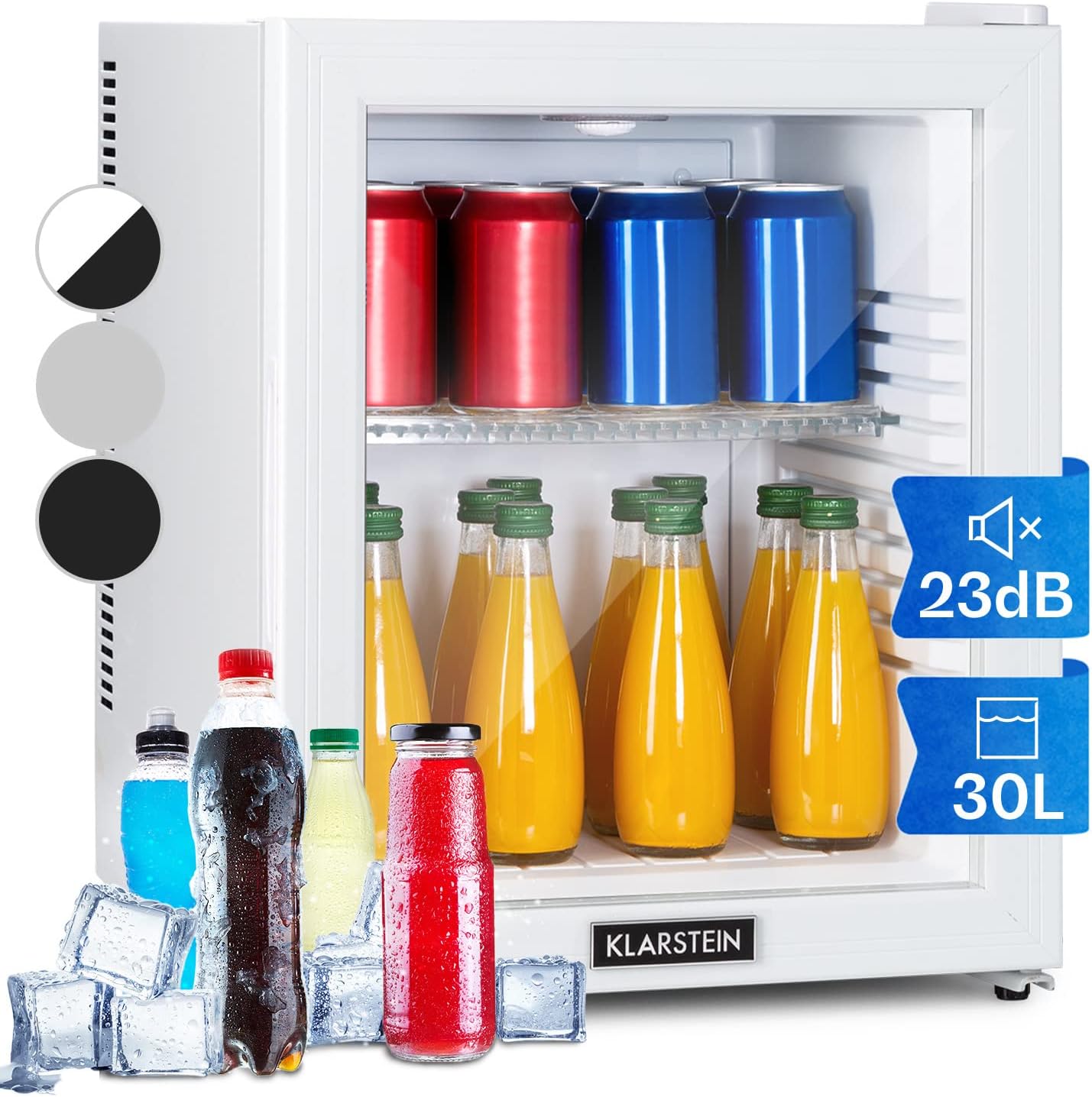 Klarstein Brooklyn Mini-Bar, Mini-Fridge, Thermoelectric Cooling System, 3 Stage Cooling: up to 12 °C, EcoExcellence System: Energy efficiency class A, noiseless: 0 dB
