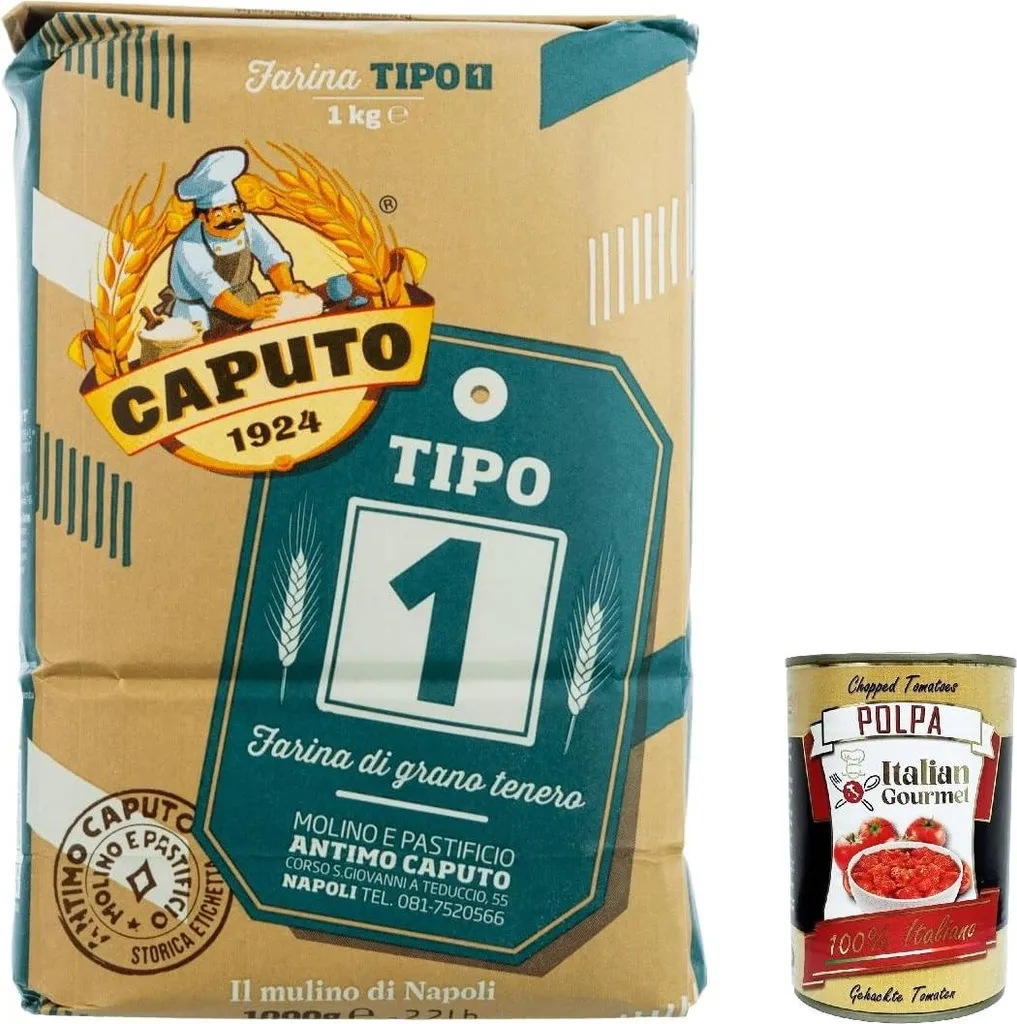 4x Farina Molino Caputo tipo 1 Pizza Napoli pizza flour pizza flour 1kg + Italian Gourmet polpa 400g