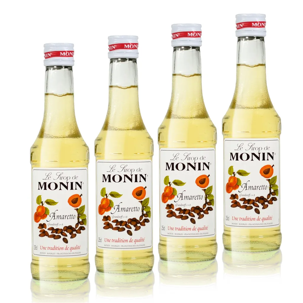 4x Monin Amaretto Syrup, 250 ml bottle