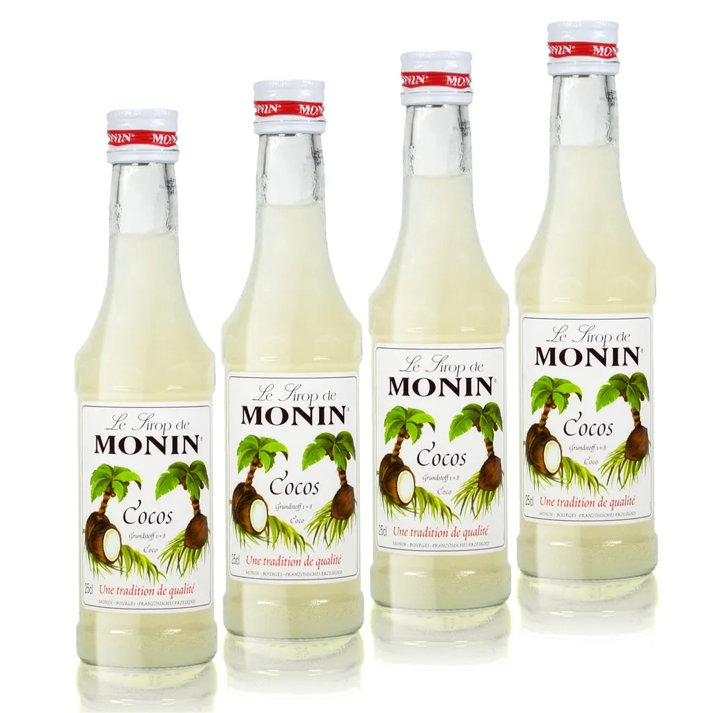 4x Monin Coconut Syrup, 250 ml bottle