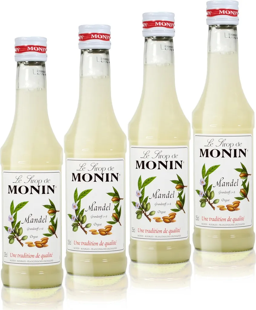 4x Monin Almond Syrup, 250 ml bottle