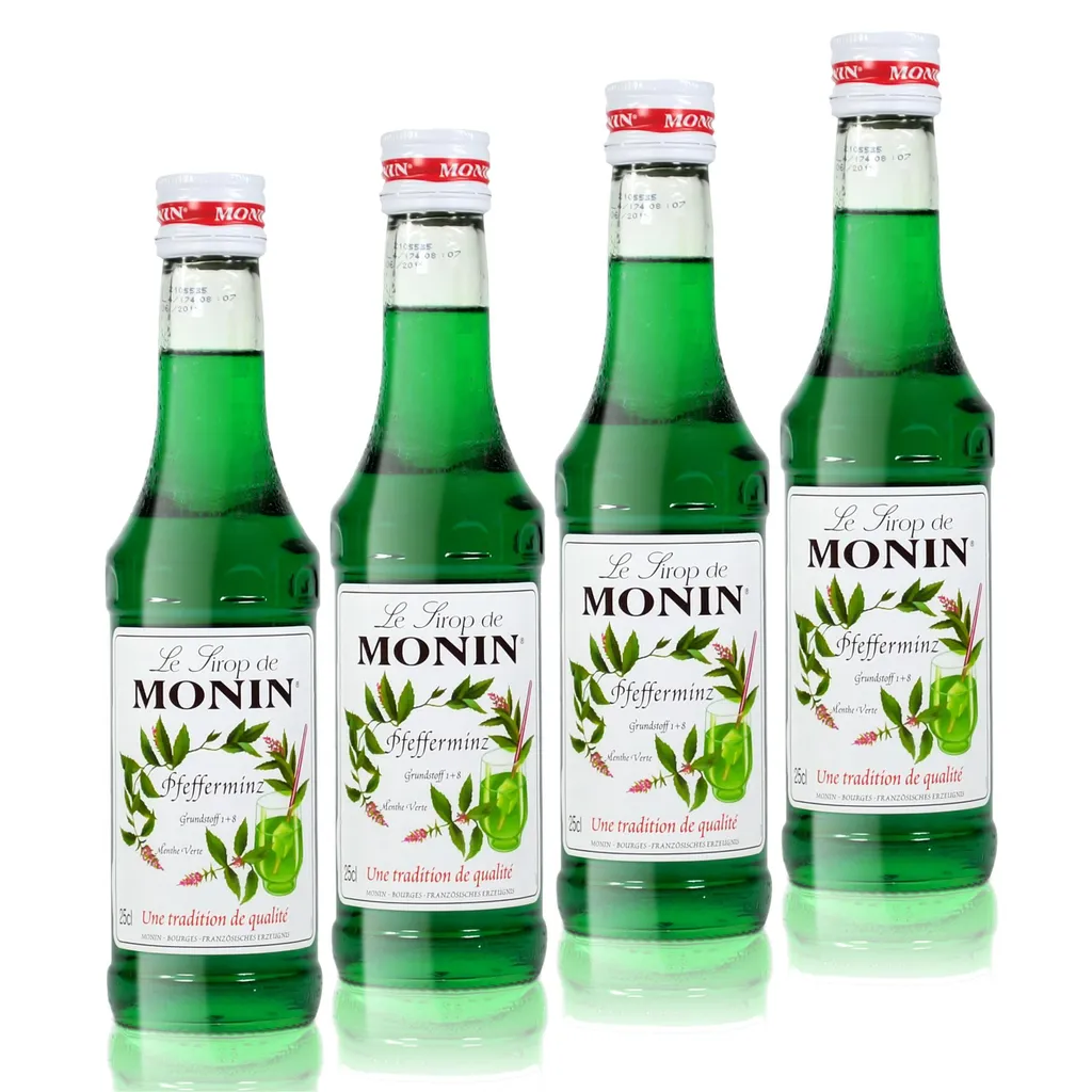4x Monin Peppermint Syrup, 250 ml bottle