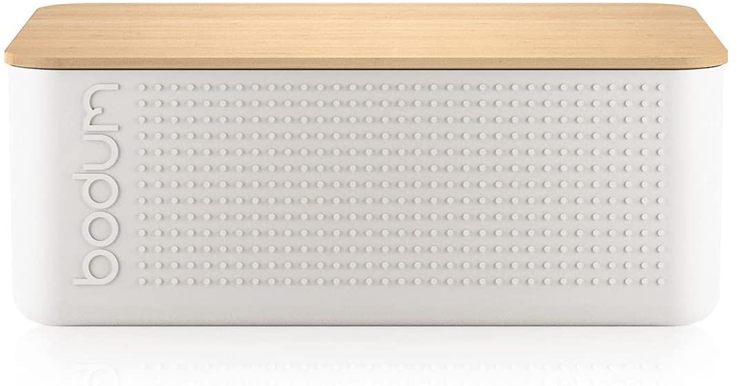 BODUM Plastic and Bamboo Bistro Bread Box, White