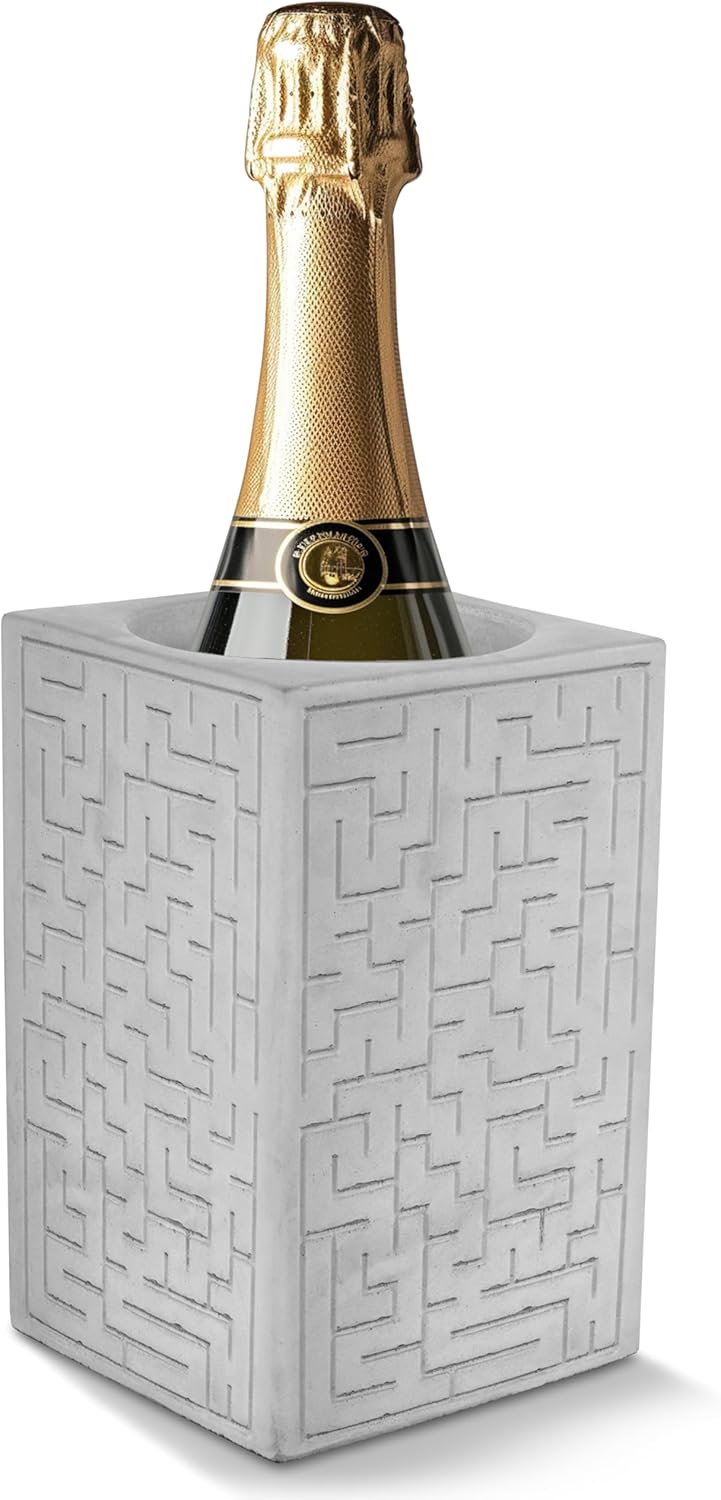 Tivendis Wine Cooler Maze Made of Concrete - with Furniture-friendly Underside I Champagne Cooler I Bottle Cooler I Champagne Cooler I For Wine or Champagne I Cold Drinks for Hours