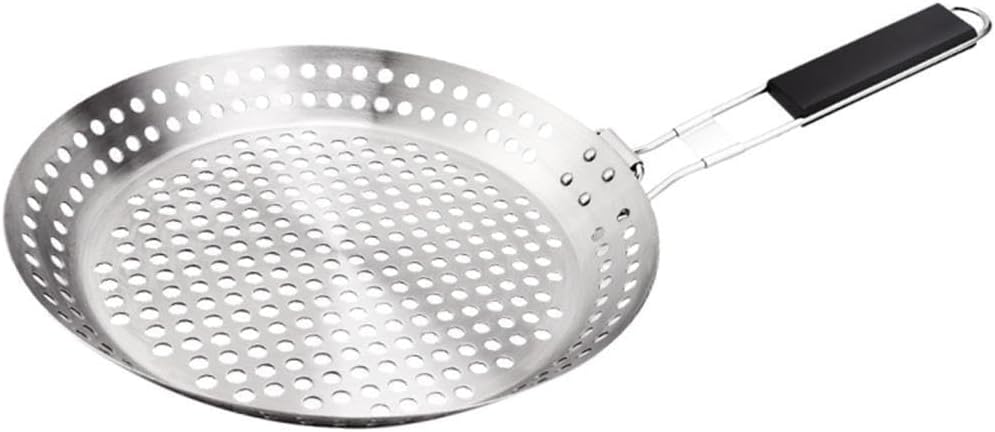 Ailan Foldable Grill Basket with Handle, Portable, Ideal for Barbecues, Picnics and Barbecue Parties, Also Suitable as a Pizza Pan or Grill Plate.