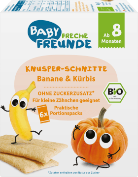 FRECHE FREUNDE Babysnack Knusper cuts Banane & Pumpkin from the 8th month, 6x14g, 84 g