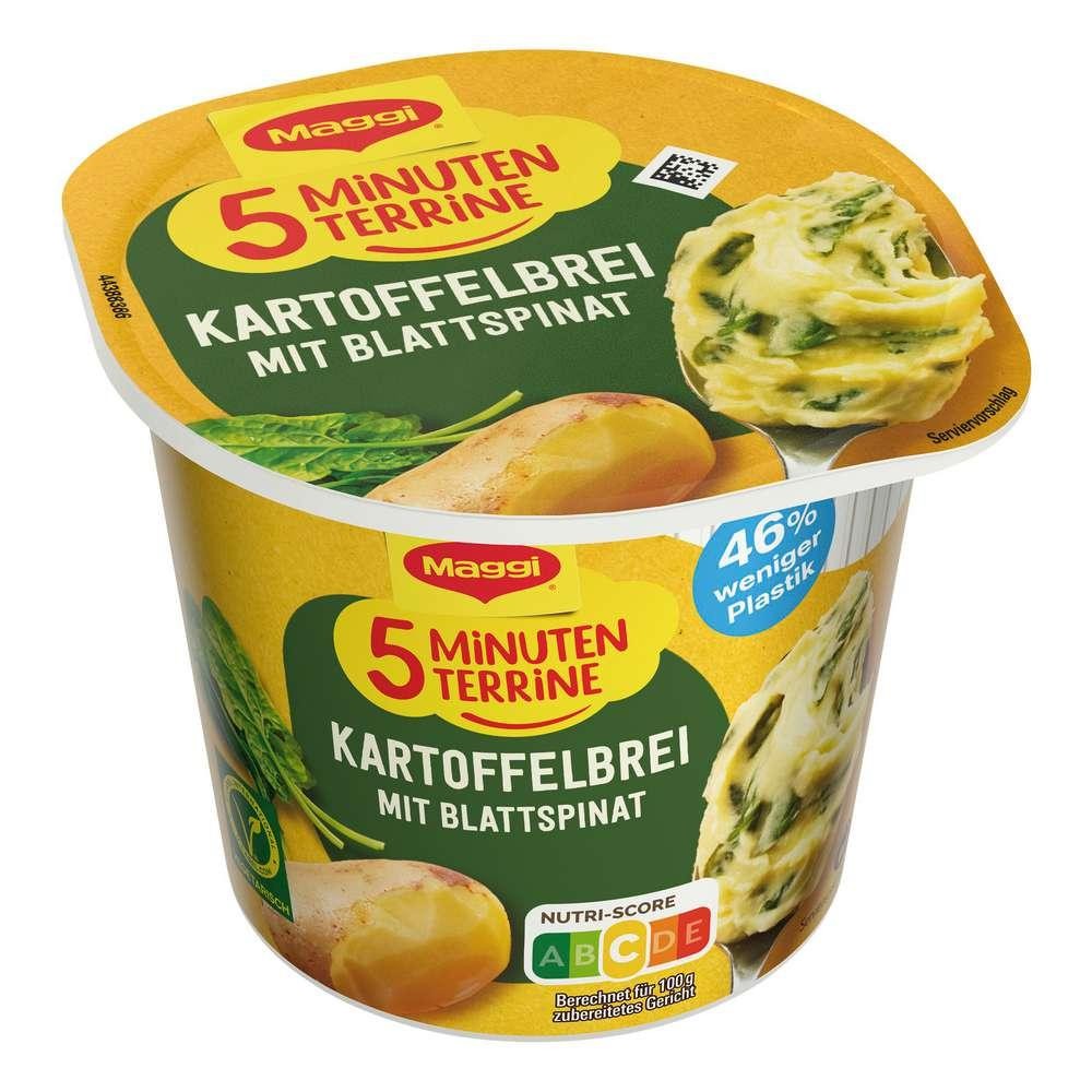 Maggi 5 minute terrine, mashed potatoes with leaf spinach