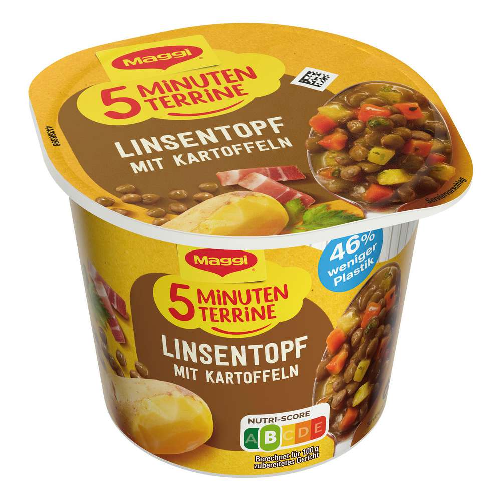 Maggi 5 minute terrine, lentil stew with potatoes
