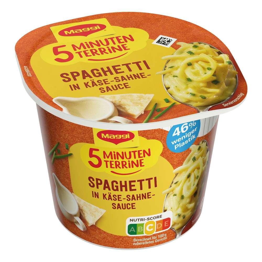 Maggi 5 minute terrine, spaghetti in cheese and cream sauce