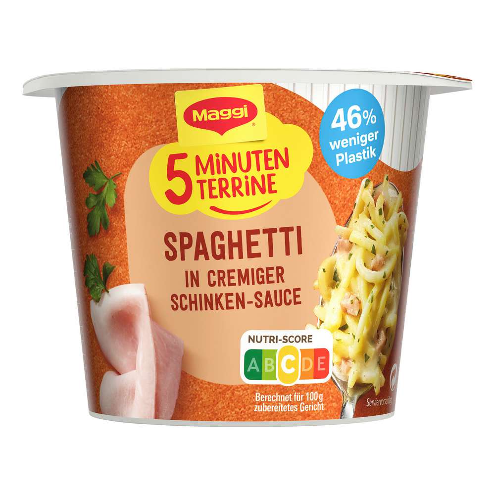Maggi 5 minute terrine, spaghetti in ham sauce