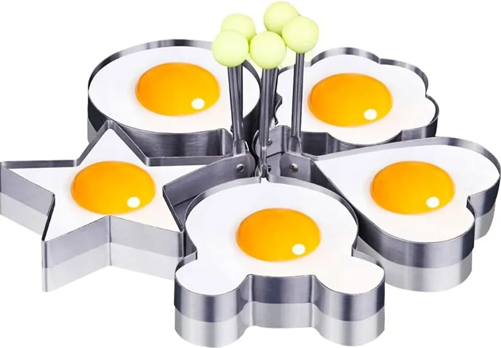 Zimtky 5-Piece Stainless Steel Omelette Mold, Egg Rings, Fried Egg Rings, Pancake Rings for Fried Eggs, Pancakes, Omelettes
