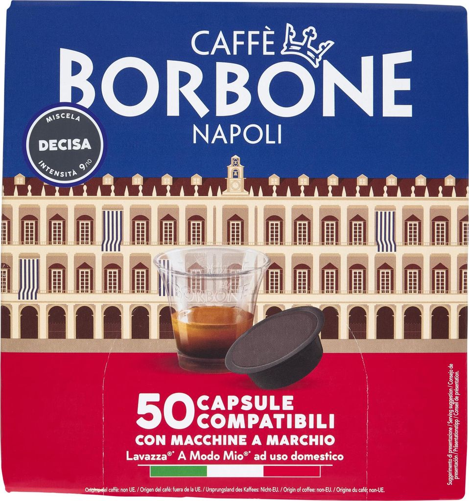 Caffé Borbone 50 Don Carlo - Comp. Lavazza a Modo Mio - Mixture Decisa - Caffè Borbone 700g
