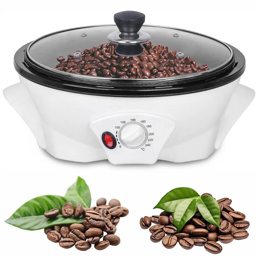 Slyrun 500g coffee roaster, 1500W electric roasting machine with timer, roasting temperature 0–240°C, non-stick coating, suitable for cafes and home use, 110V