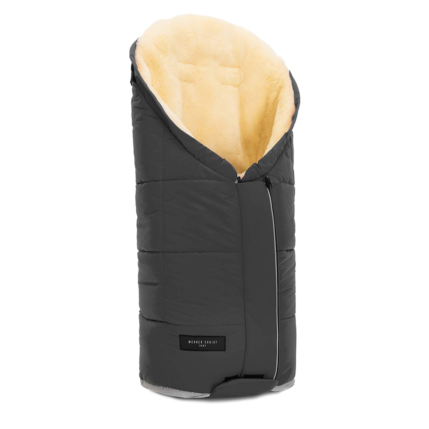 Werner Christ Baby Tulavaro Lambskin Footmuff - Buggy Footmuff Made from Medical-Grade Fur - Can Be Used as Crawling Mat, Play Blanket - Beige, Grey, Blue, Black, Red, Brown Stone (Grey)