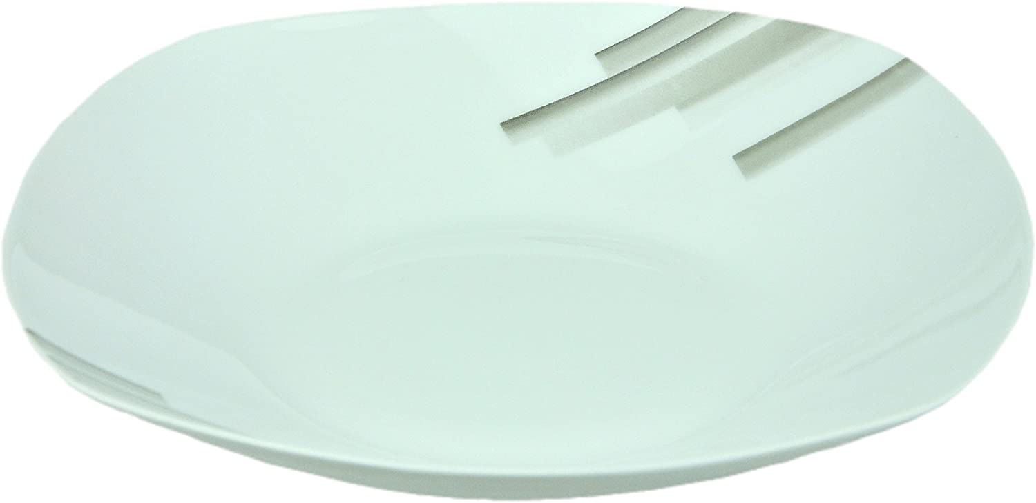 Van Well Nevada Soup Plate, Menu Plate, 450 ml, 215 x 215 mm, Salad Plate, Serving Bowl, Porcelain, Abstract Decor, Stripes, Gastro