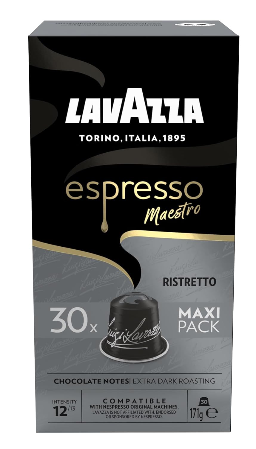 Lavazza Espresso Maestro Ristretto, Intense and Full-bodied, 30 Capsules, Nespresso Compatible