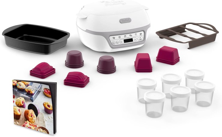 Tefal Smart Cake Maker, 5 Automatic Programs, 1 Manual Mode, Free Recipe App, Compatible with Tefal CreaBake Cake Factory Délices Silver Maxi Pack KD812110