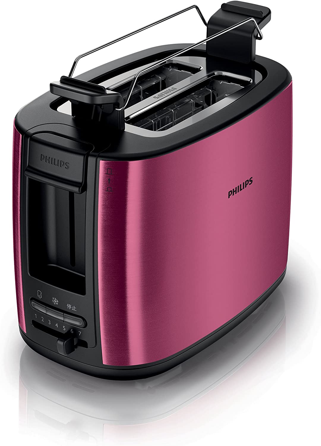 Philips HD2628/09 2 Slot Toaster De-Icing and Warming Function Includes Sandwiches Attachment, 950 W Burgundy
