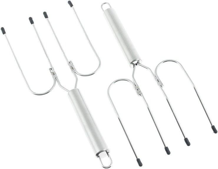 Ninja Foodi 4385J300EUUK Barbecue Forks, Lifting Forks, Roasting Forks, Stainless Steel, Silver