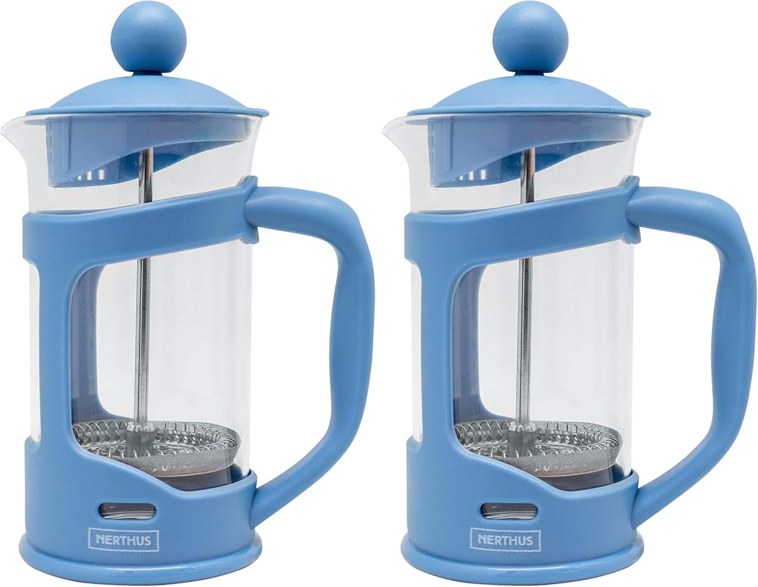 NERTHUS FIH 791 French Coffee Maker, PP/Borosilicate Glass/SS, Blue, 350 ml (Pack of 2)