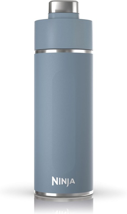Ninja Thirsti DW2401EUUKBL Water Bottle / Thermal Mug to Go 700ml Leakproof Lid for Carbonated Hot & Cold Drinks Triple Insulated Travel Mug, Stainless Steel Bottle, Blue