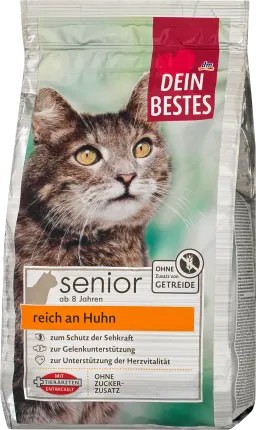 Dein Bestes Dry cat food with chicken, senior, 750 g