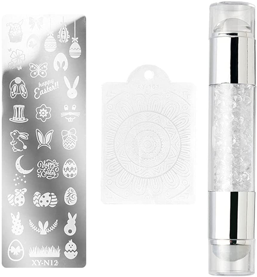 Nicejoy Nail Art Stamper Stencil Set Nail Stamper Tool Clear Nail Stamper Nail Art Stamp Template Nail Printing Tool Nail Polish Pattern Make Aids Nails Seal Mould Nail Stamp Plate White
