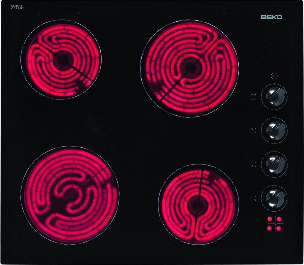 58cm 4-burner 5800w glass ceramic hob black Beko HIC64100