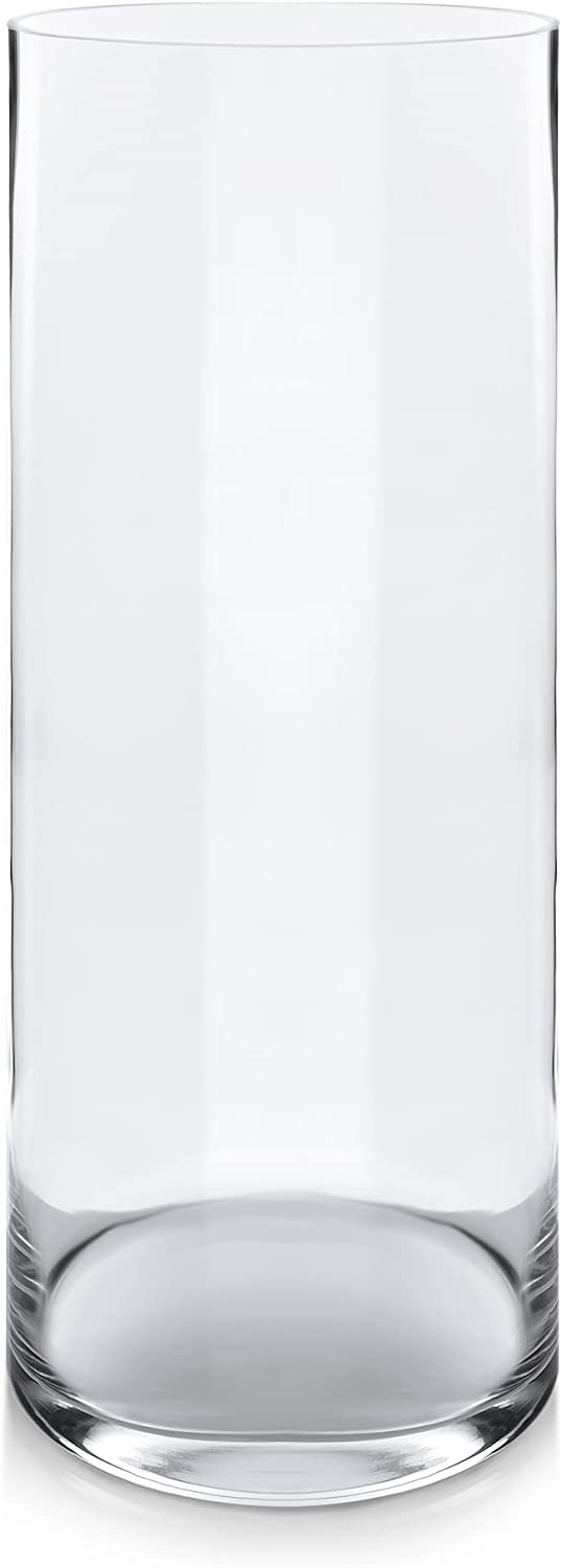 Varia Living Glass Flower Vase in Various Sizes | Round Glass Vase | Glass Cylinder with Base for Candle | Lantern Made of Glass | Clear (H 50 cm | Diameter 20 cm)