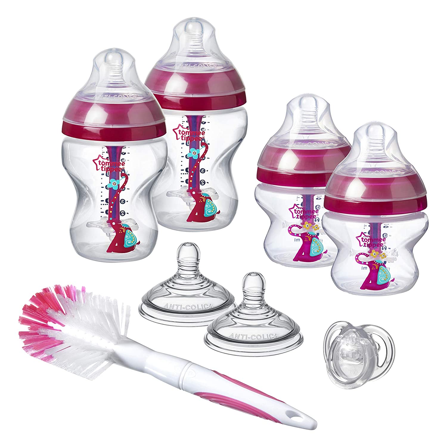 Tommee Tippee Advanced Anti-Colic Baby Bottle Starter Kit for Newborns Pink