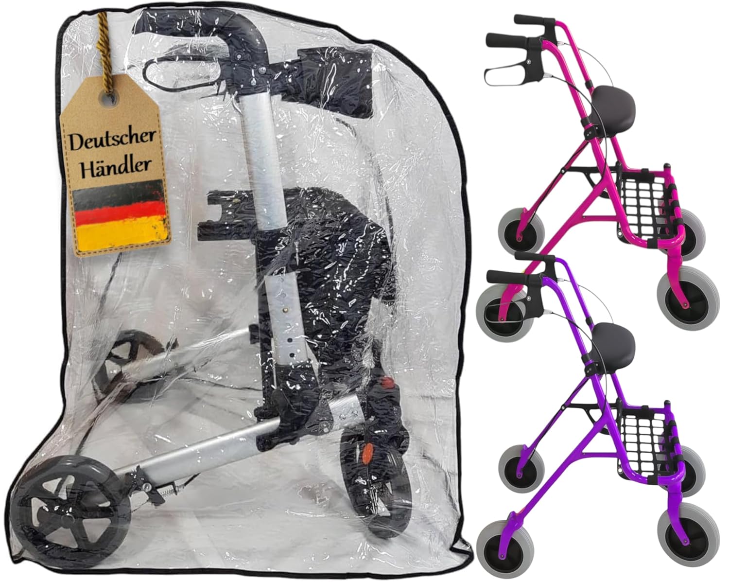 FabaCare Protective Cover for Rollators Dust Cover Plastic Garage Plastic Cover for Walkers Transparent Cover for Rain and Dirt