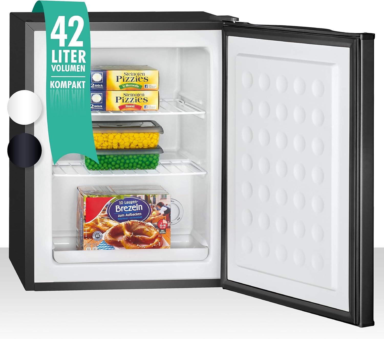 Bomann GB 7236 Mini Freezer Electric Free-Standing 42 Litres Freezer Perfect for Camping and Smaller Households, Interchangeable Door Stop, Black [Energy Class E]