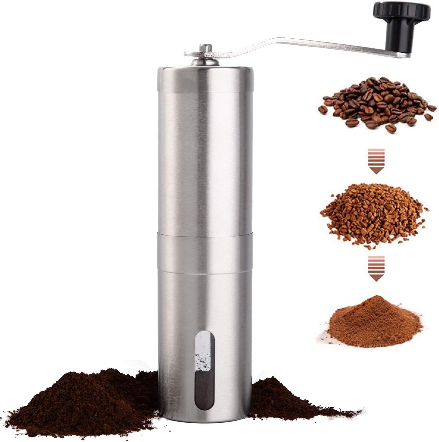 PARACITY Coffee Grinder Manual Stainless Steel Coffee Grinder Ceramic Grinder for Aeropress, Filter Coffee, Espresso, French Press, Turkey Brew, Coffee Gift