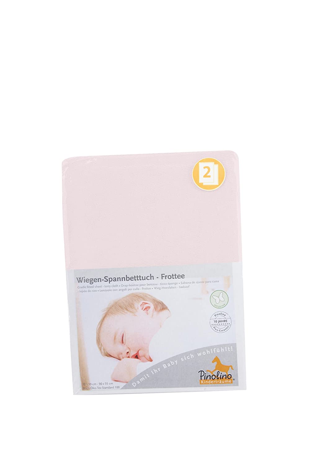 Pinolino 540064 7D Twin Pack Fitted Sheet for Cradle