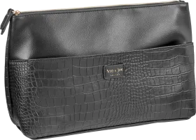 Vito & Joe toiletry bag crocodile leather look black, 1 piece